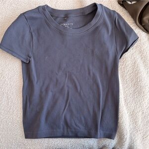 Dynamite Ribbed Short Sleeve Tee in Navy Blue